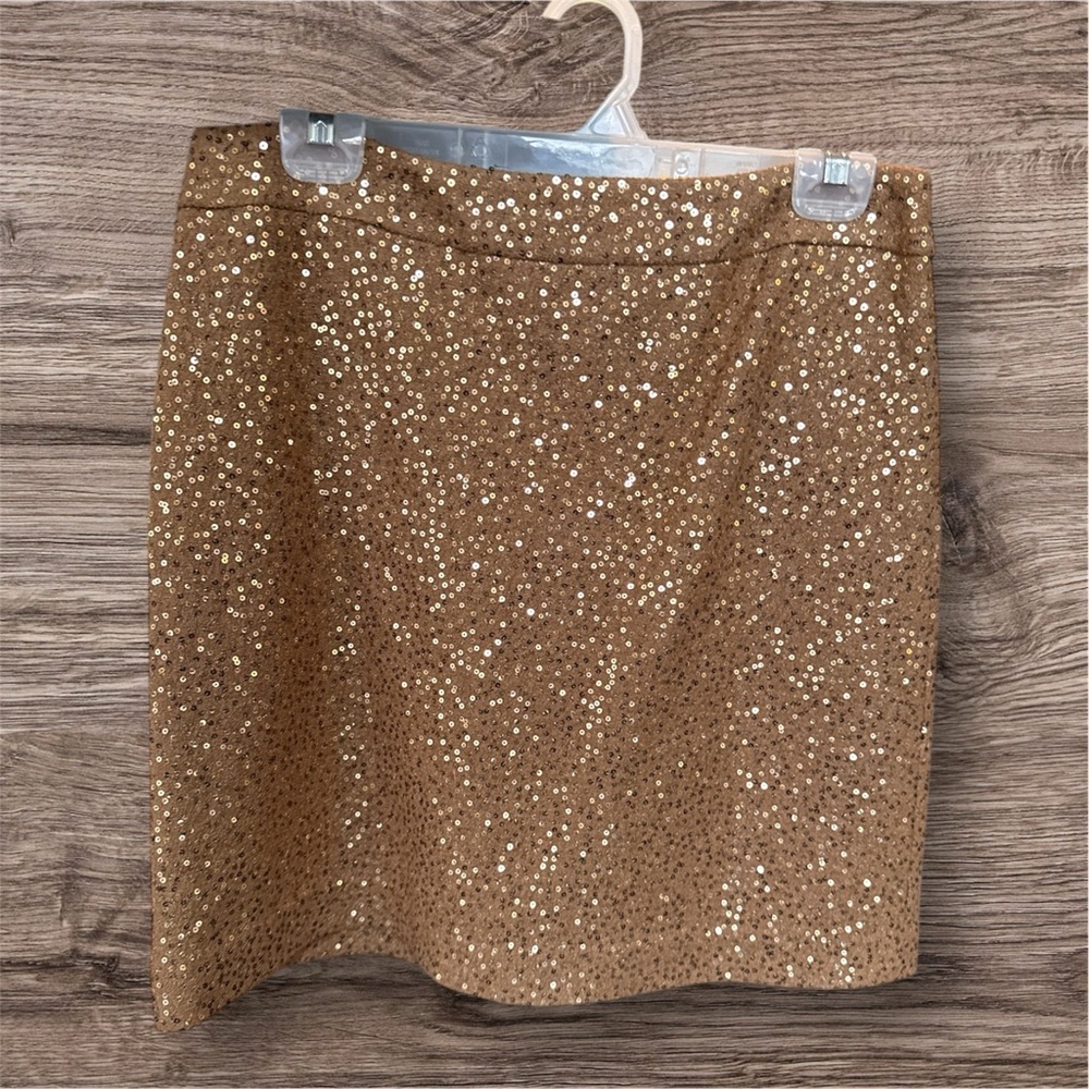 LOFT Gold Sequin Mini Skirt